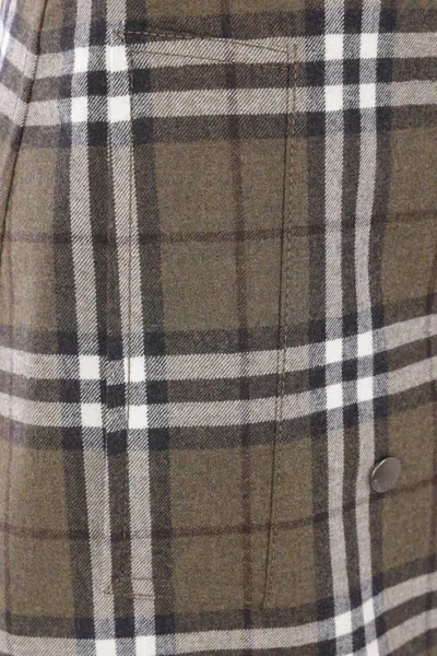 Burberry Check-pattern Wool Mini Skirt In Gray