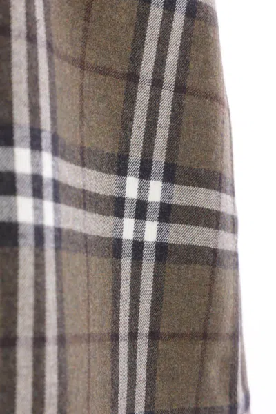Burberry Check-pattern Wool Mini Skirt In Gray
