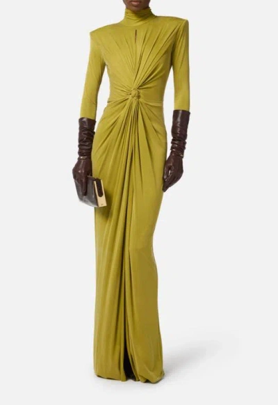 Elisabetta Franchi Red Carpet Dress With Drapes In Green