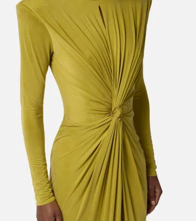 Elisabetta Franchi Red Carpet Dress With Drapes In Green