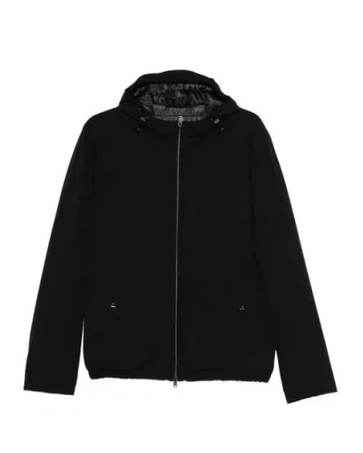 Herno Hooded Long Sleeve Jacket With Elasticated Hem In Black
