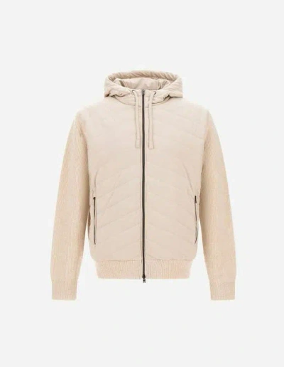 Herno Zipper Long Sleeve Down Jacket In Neutral