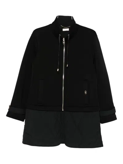 Liu •jo Quilted-panel Zip-up Scuba Jacket In Black