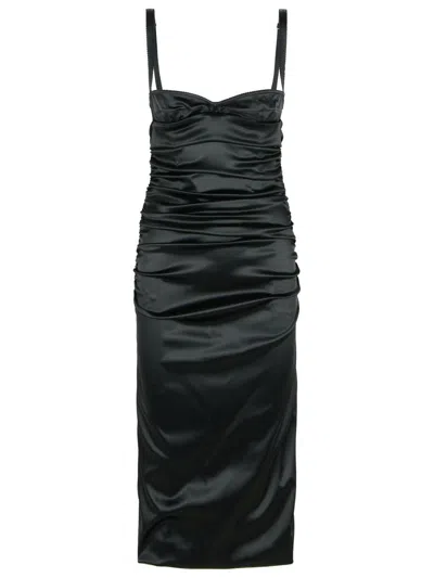 Dolce & Gabbana Silk Blend Dress Spaghetti Straps In Black