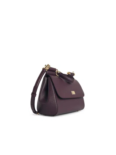 Dolce & Gabbana Large Sicily Handbag In Must-coloured Calf Leather In Burgundy