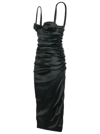 Dolce & Gabbana Silk Blend Dress Spaghetti Straps In Black