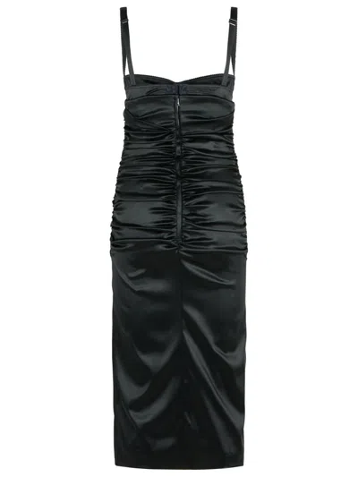 Dolce & Gabbana Silk Blend Dress Spaghetti Straps In Black