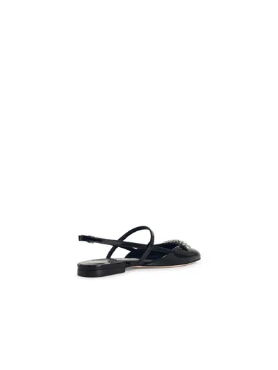 Jimmy Choo Belinda Sb Flat Black Leather Ballet Flats In Black