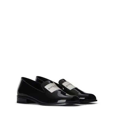 Givenchy Black Patent Leather Tuxedo Loafers Women In Black