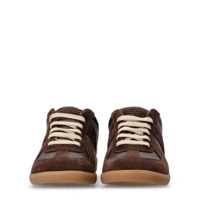 Maison Margiela Low-top Sneakers Featuring Suede Panels In Brown