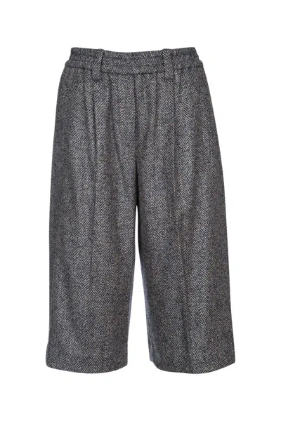 Brunello Cucinelli Grey Wool Bermuda Shorts In Gray