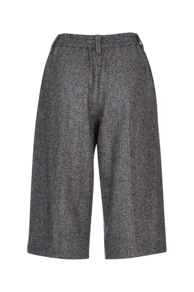 Brunello Cucinelli Grey Wool Bermuda Shorts In Gray