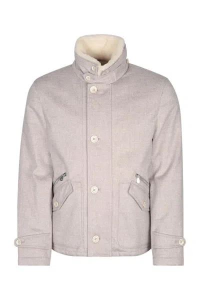 Brunello Cucinelli Collared Button-fastening Jacket In Neutral