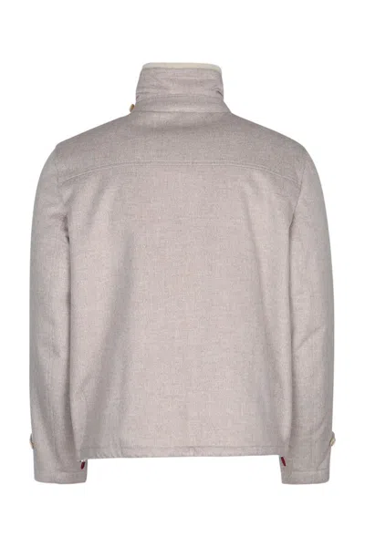 Brunello Cucinelli Collared Button-fastening Jacket In Neutral