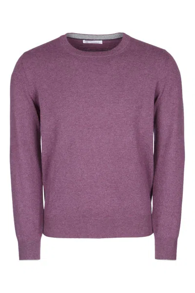 Brunello Cucinelli Cashmere Crewneck Sweater In Purple