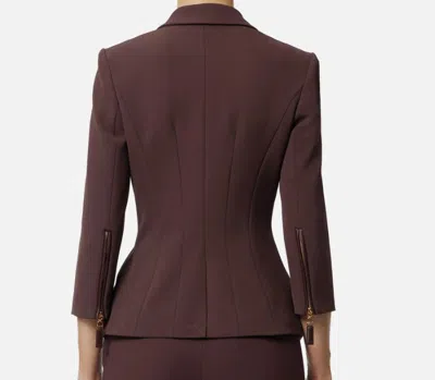 Elisabetta Franchi Structured Double-breasted Jacket Gold Buttons In Brown
