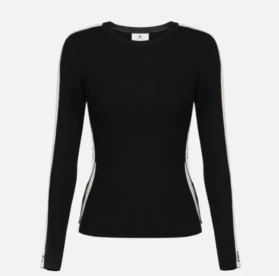 Elisabetta Franchi Sweater With Shiny Bands In Black