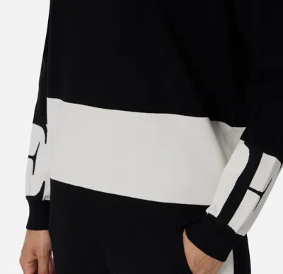 Elisabetta Franchi Inlaid Logos Colour-block Crewneck Sweater In Black