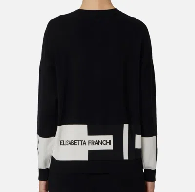 Elisabetta Franchi Inlaid Logos Colour-block Crewneck Sweater In Black