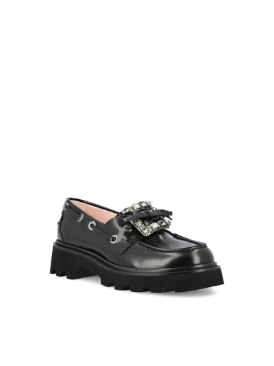 Roger Vivier 20mm Viv Rangers Leather Loafers In Black