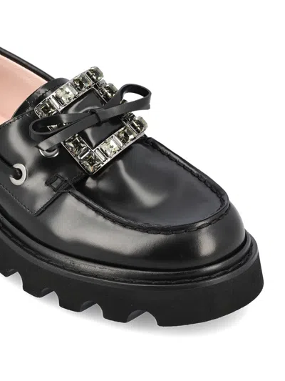 Roger Vivier 20mm Viv Rangers Leather Loafers In Black