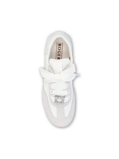 Roger Vivier Viv Suede-trimmed Canvas Sneakers In White