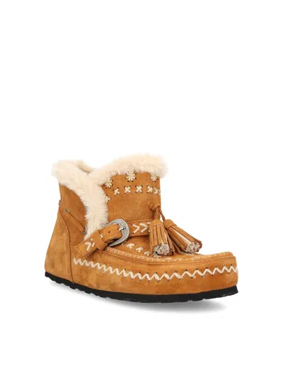 Taji Tassel-embellished Suede Boots In Brown