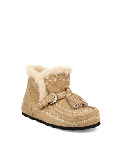 Taji Tassel-embellished Suede Boots In Neutral