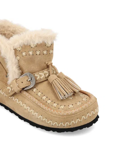 Taji Tassel-embellished Suede Boots In Neutral