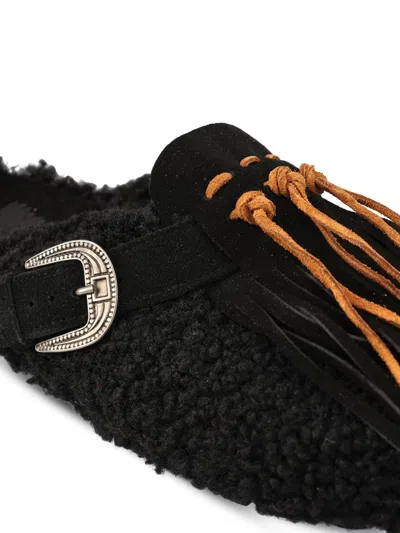 Taji Buckle-detail Fringe Mules In Multi