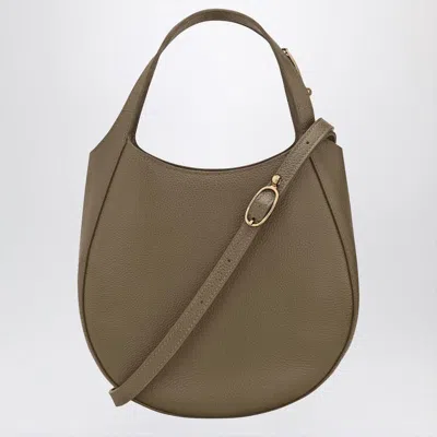 Longchamp Textured Pebbled Shoulder Bag With Strap And Handle In Green