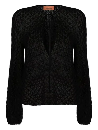 Missoni Crew Neck Blouse In Wool Blend In Black