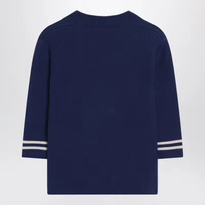 Valentino Blue Double-breasted Wool Cardigan In Blue