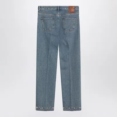 Valentino Five-pocket Denim Trousers Featuring Button Embellishments In Blue
