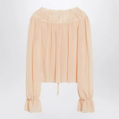 Chloé Blouse With Tie In Pink Silk Georgette Women In Pink