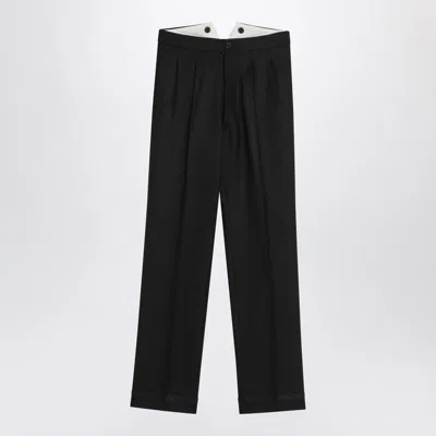 Maison Margiela Black Wool Pleated Trousers Women In Black