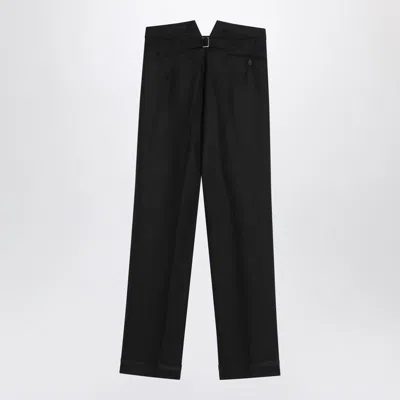 Maison Margiela Black Wool Pleated Trousers Women In Black
