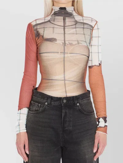Jean Paul Gaultier Printed Bodysuit In Black