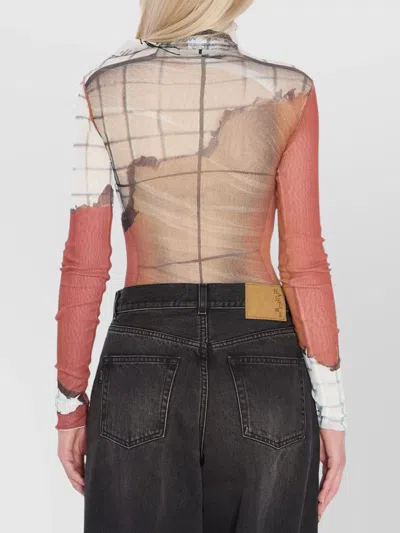 Jean Paul Gaultier Printed Bodysuit In Black