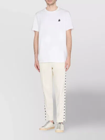 Golden Goose White T-shirt With Round Neck And One Star Logo Print On The Front In Cotton Man