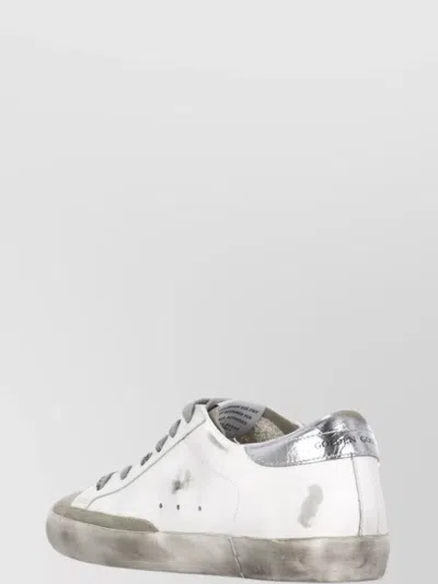 Golden Goose Superstar White Low Top Sneakers With Glittered Star Patch And Laminated Heel With Logo Lettering In