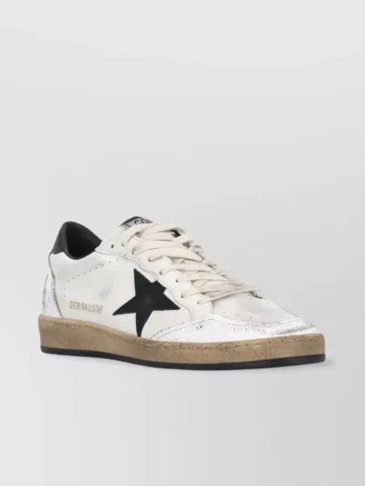 Golden Goose Ballstar' Black And White Low Top Sneakers With Star Patch On The Side And Contrasting Heel With Wri In Pink