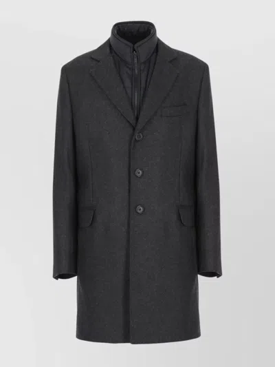 Fay Wool Coat With Peak Lapel Collar In Gray