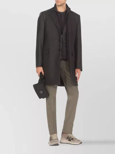 Fay Wool Coat With Peak Lapel Collar In Gray