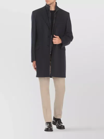 Fay Double Coat With Removable Inner Waistcoat In Blue