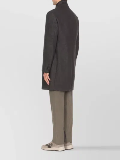 Fay Wool Coat With Peak Lapel Collar In Gray