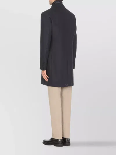 Fay Double Coat With Removable Inner Waistcoat In Blue