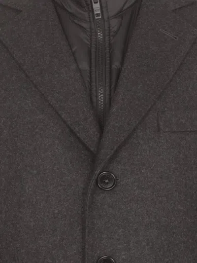 Fay Wool Coat With Peak Lapel Collar In Gray