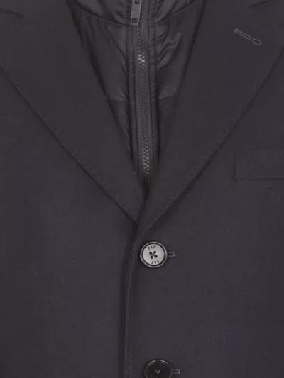 Fay Double Coat With Removable Inner Waistcoat In Blue