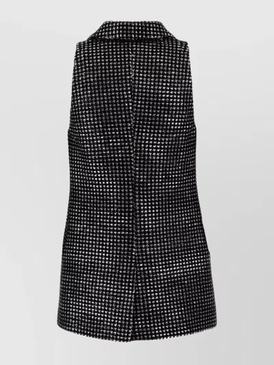 Giorgio Armani Textured Fabric Sleeveless Vest With Front Pockets In Black